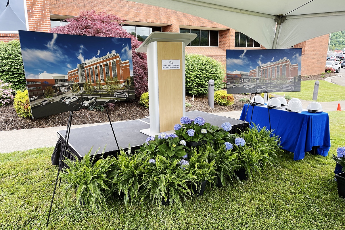 The stage at Schaefer Family Patient Care Tower Groundbreaking